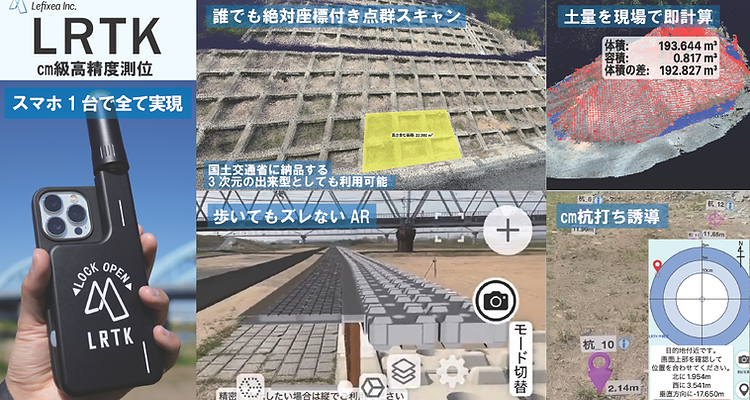 LRTK PhoneでRTK測位する様子